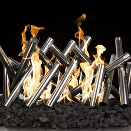 The Outdoor Plus 24-30" Polished Stainless Steel Logs Fire Pit Ornament