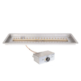 The Outdoor Plus 84-96" Rectangular Drop-in Pan With Brass Linear Bullet Burner