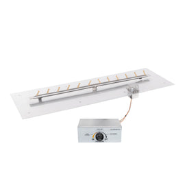 The Outdoor Plus 24-72" Rectangular Flat Pan With Stainless Steel Linear Bullet Burner
